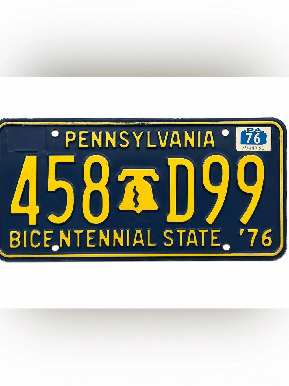 Pennsylvania Bicentennial State 1976 License Plate